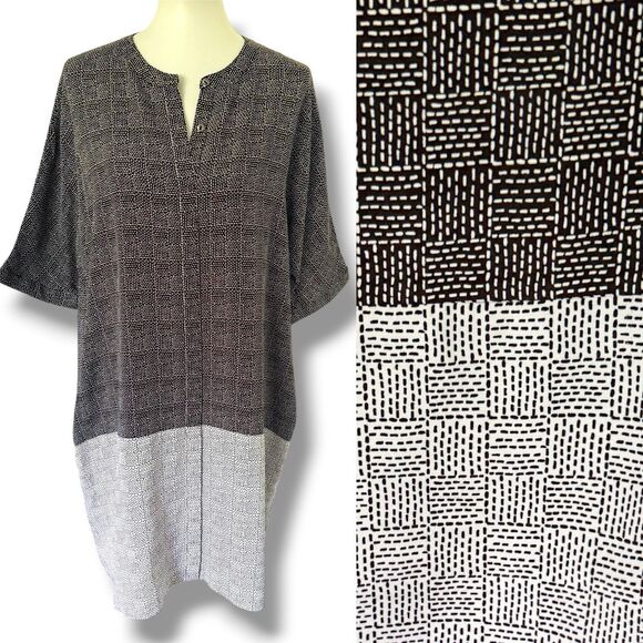 St. John Dresses & Skirts - Women's St. John Silk Button Front Tunic Stretch Pockets Shirt Dress Plaid M Med